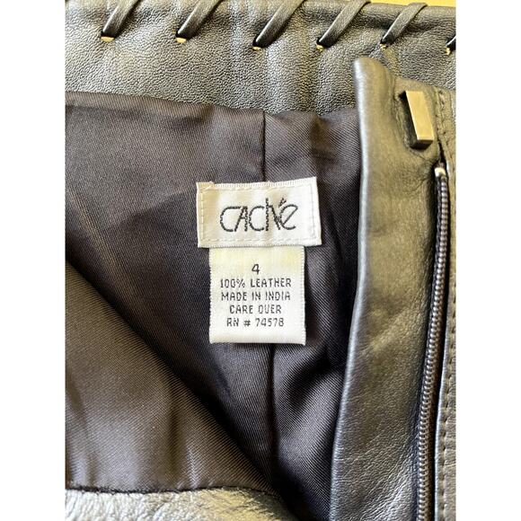 Cache Leather Y2K Vintage Pants Trousers Metallic Silver Gray Size 4 - Picture 5 of 6